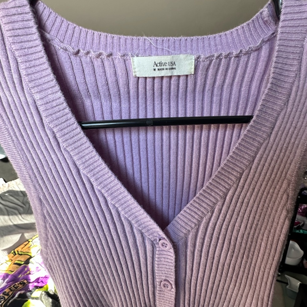 Active USA Women's Soft Purple V-Neck Sweater